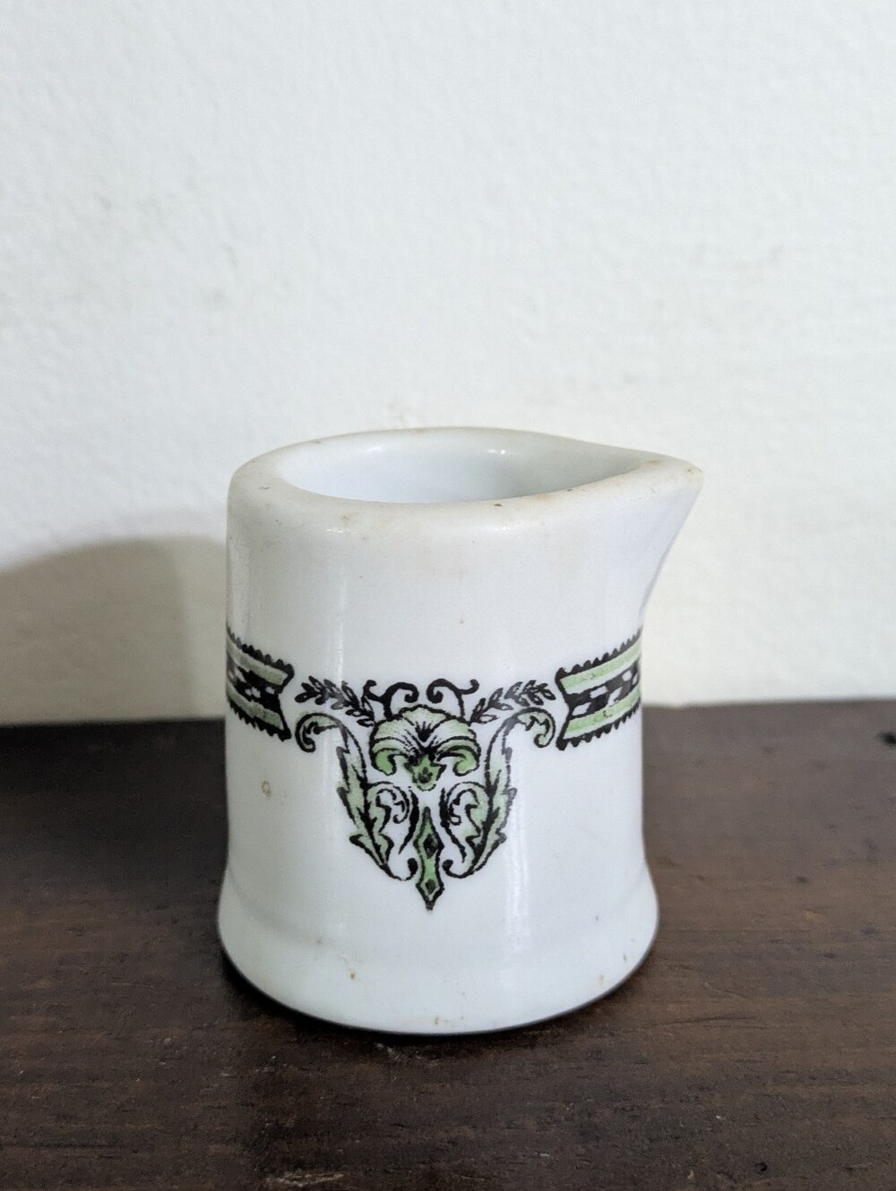 Vintage Shenango  Individual Creamer  Green & Black Restaurant Ware Ironstone